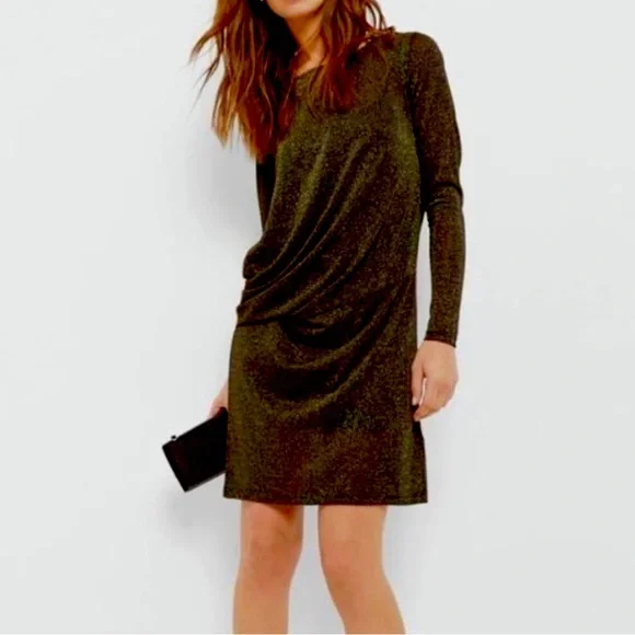 Ted Baker | Dresses | Ted Baker Black Gold Sparkles Ethia Long Sleeve Boat  Neck Mini Dress Size 2 | Poshmark